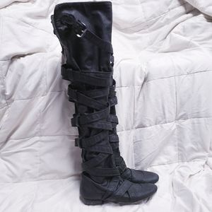 Jeffrey Campbell Over the knee strappy flat boots